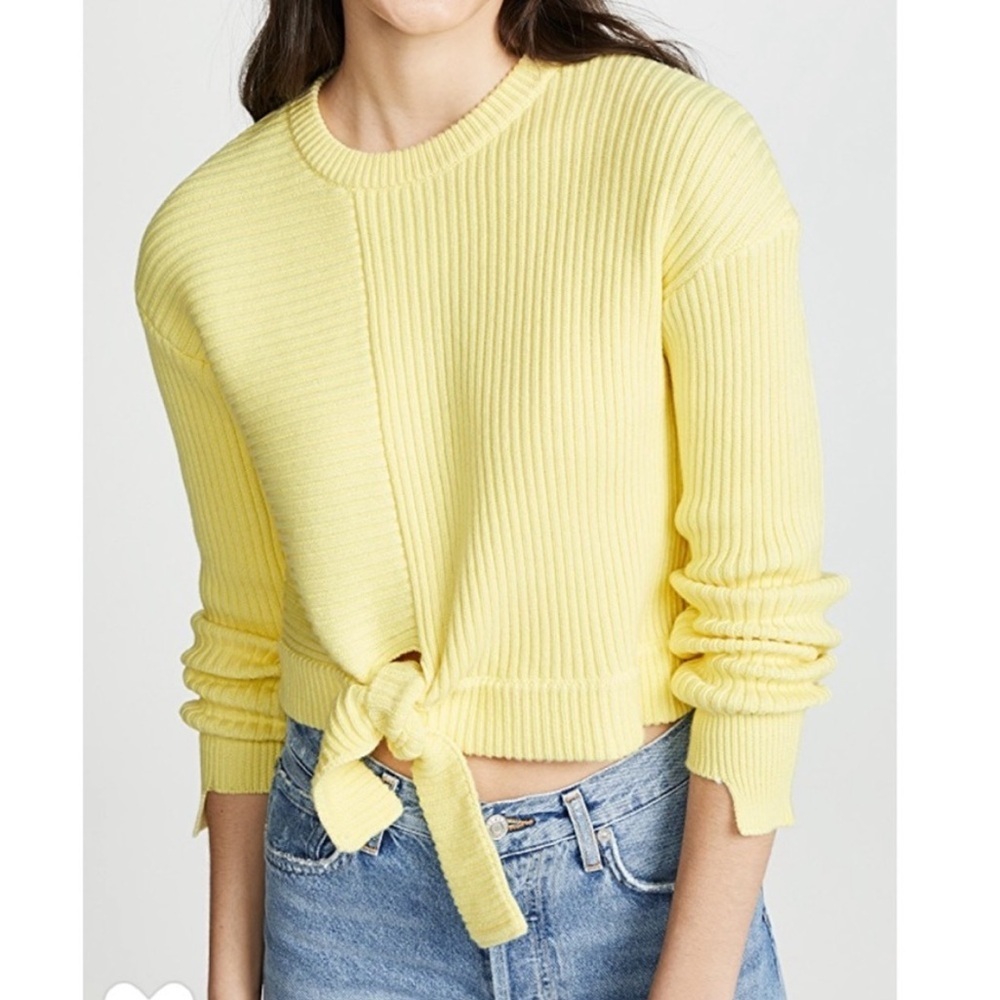 The Range Spliced Tie Front Ribbed Sweater size XS